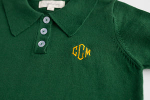 Boys Knitted Polo Shirt HUNTER GREEN