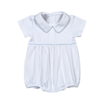 White and Blue Piping Pima Bubble