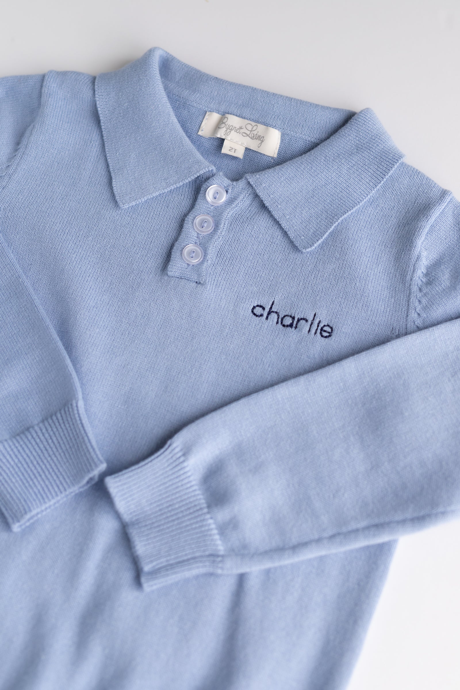 Long Sleeve Boys Knitted Polo Shirt DUSTY BLUE