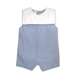 Boys Chambray Romper with Square Collar