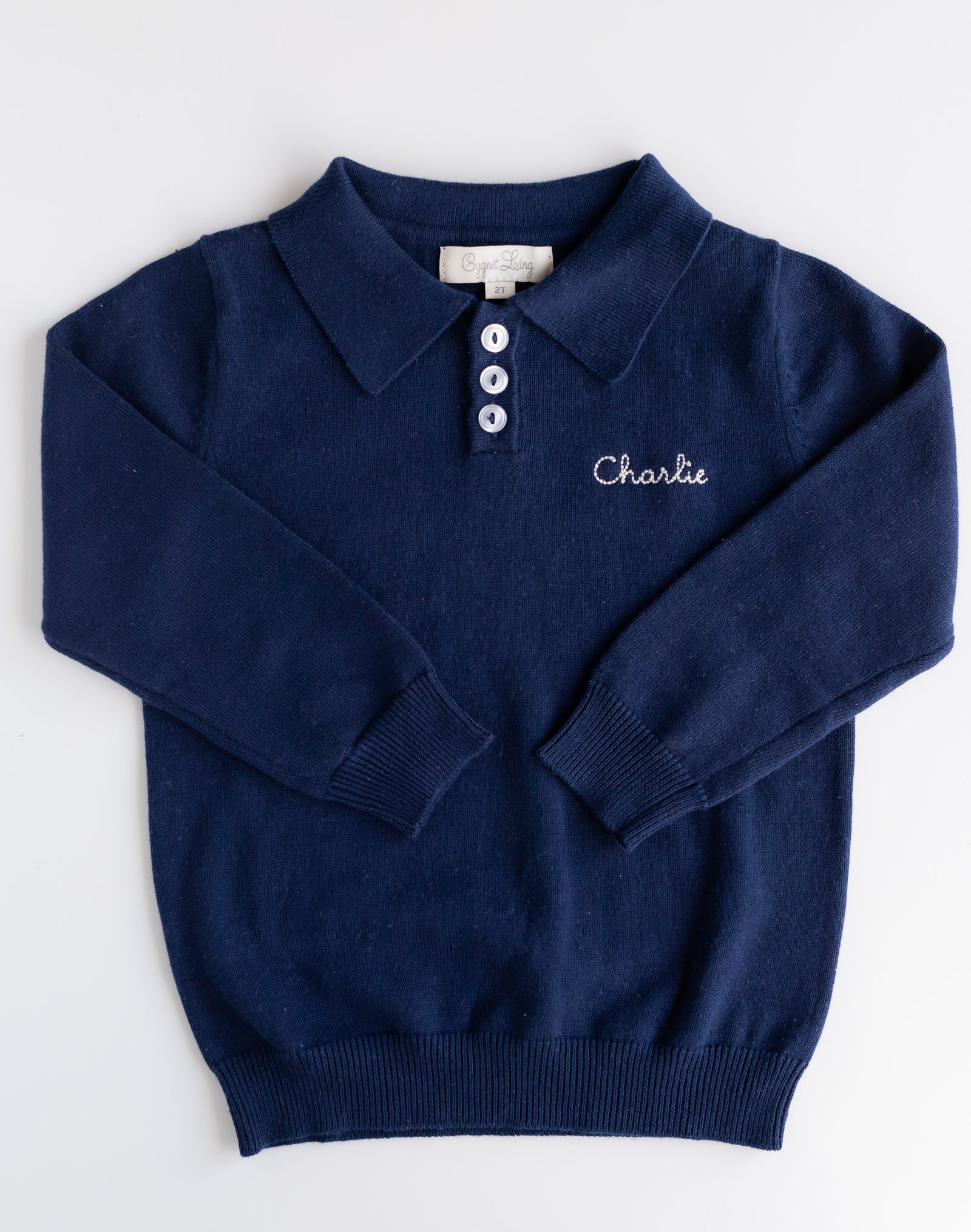 Long Sleeve Boys Knitted Polo Shirt NAVY
