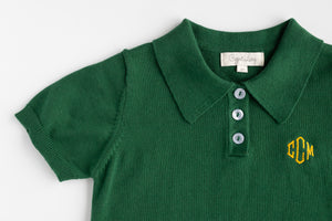 Boys Knitted Polo Shirt HUNTER GREEN