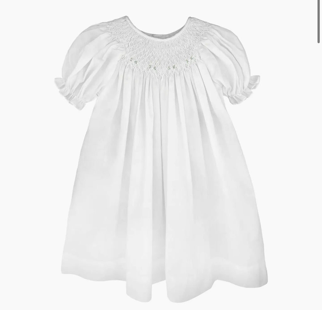 Smocked Raglan Daygown WHITE