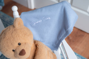 Welcome Baby Blanket DUSTY BLUE with teddy