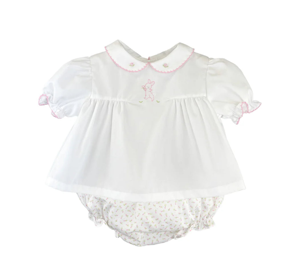 Embroidered Bunny Diaper Set