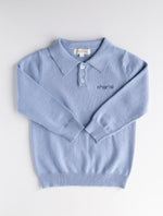 Long Sleeve Boys Knitted Polo Shirt DUSTY BLUE