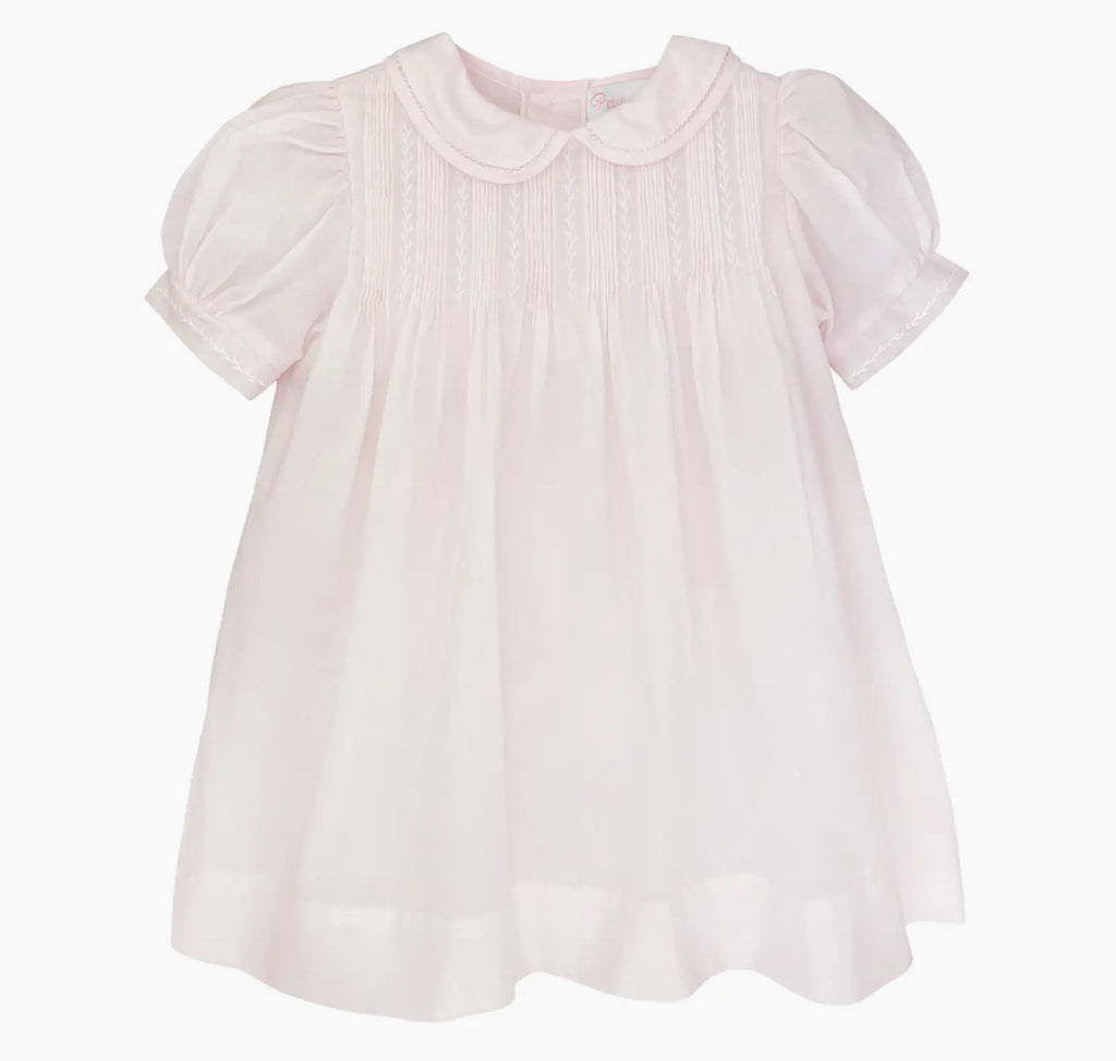Pintucks and Featherstitching Dress PINK