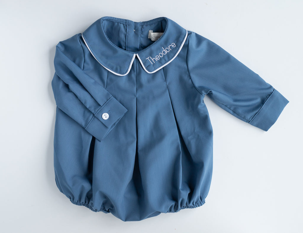 Long Sleeve Pleated Eton Collar Bubble