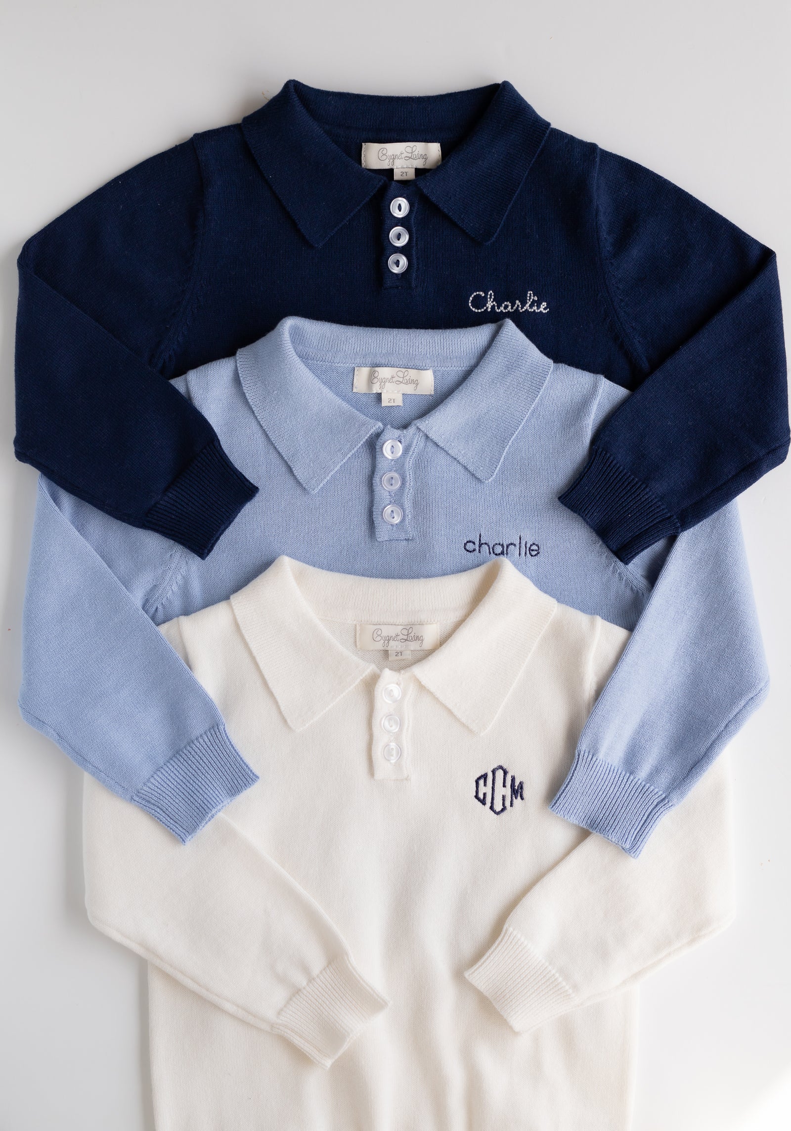 Long Sleeve Boys Knitted Polo Shirt NAVY