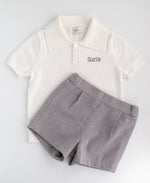 Gray Herringbone Shorts