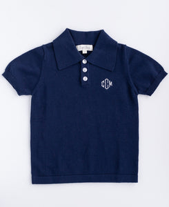 Boys Knitted Polo Shirt NAVY