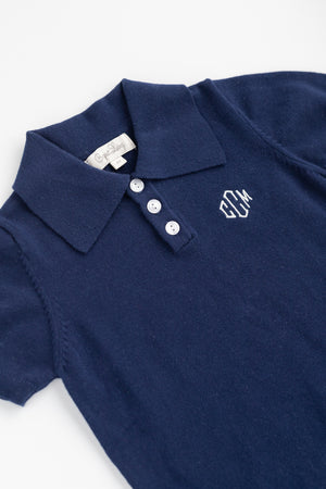 Boys Knitted Polo Shirt NAVY