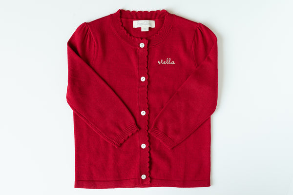 Scalloped Cardigan CRANBERRY