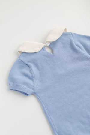 Round Collar Knit Romper DUSTY BLUE