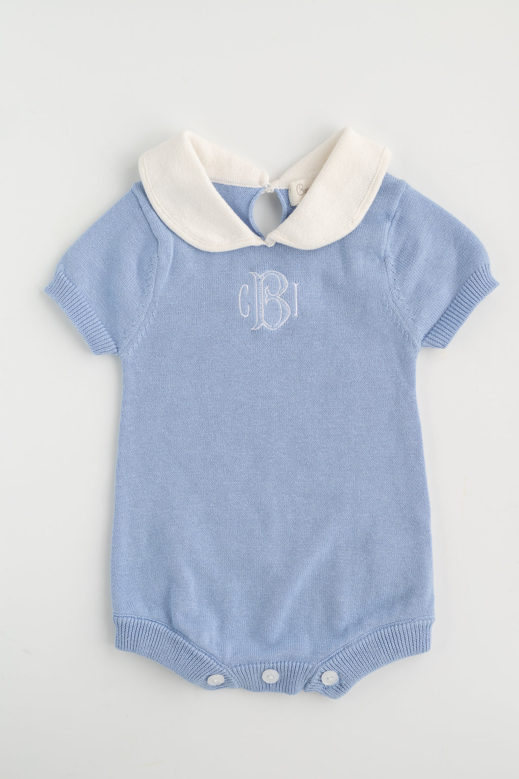 Round Collar Knit Romper DUSTY BLUE