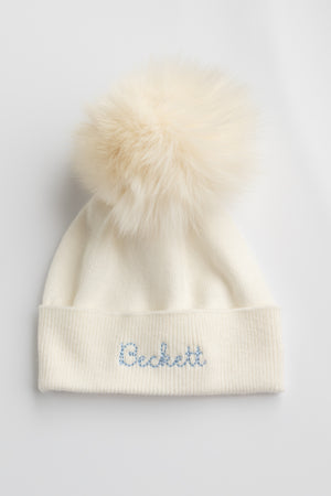 Fur Pom Pom Baby Hat