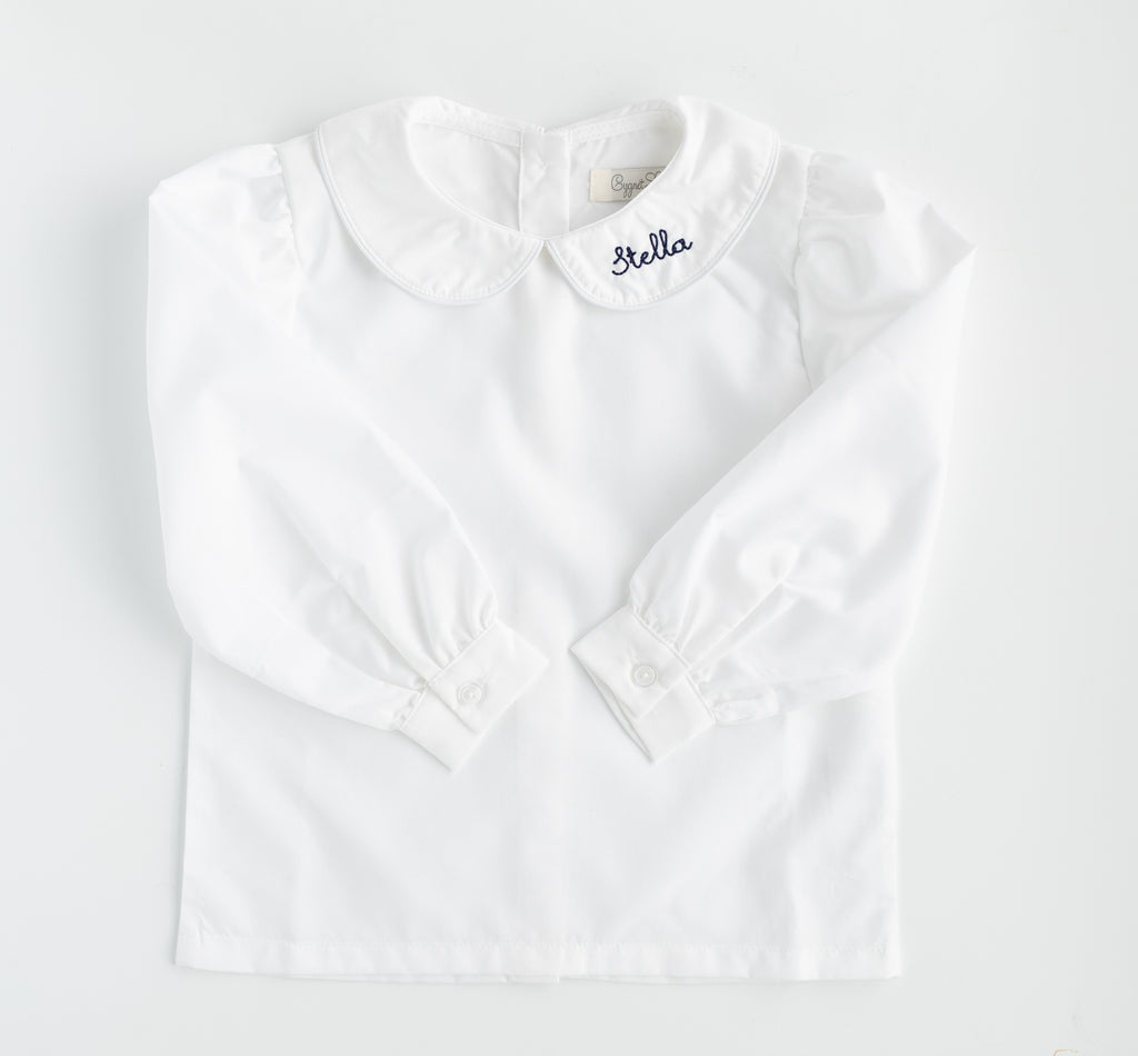Girls Round Collar Long Sleeve Blouse