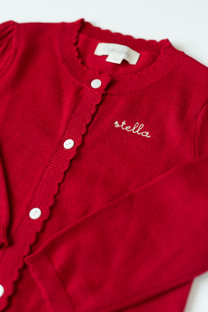 Scalloped Cardigan CRANBERRY