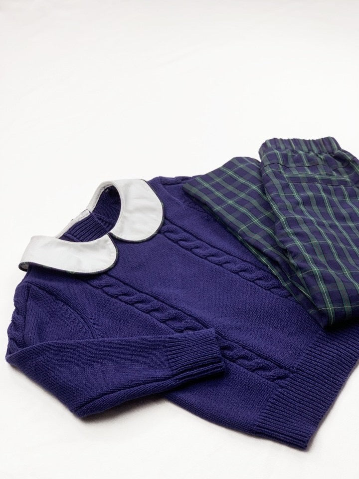 Sweater Plaid Pant Set