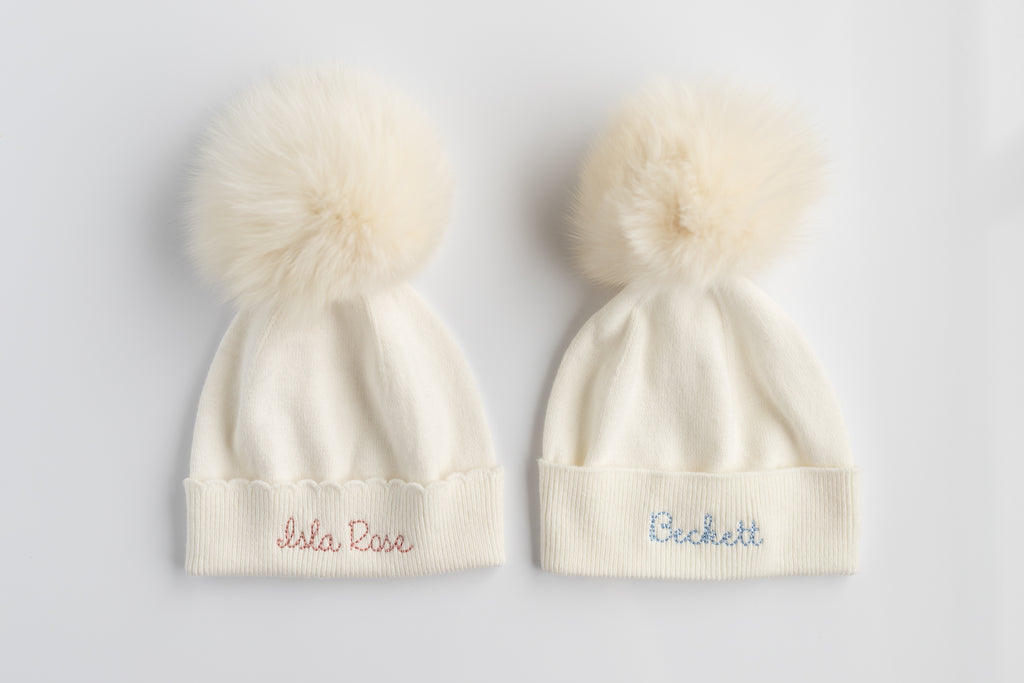 Fur Pom Pom Baby Hat