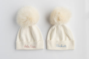 Fur Pom Pom Baby Hat