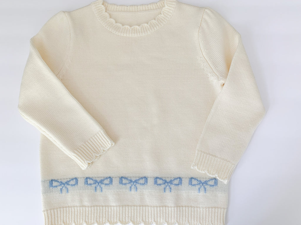 Girls Merino Wool Bow Sweater