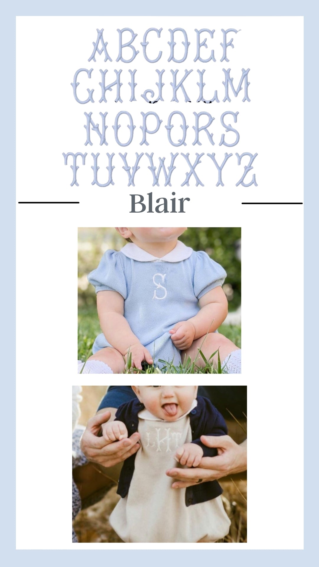 Showcase of Blair Font for Monogram