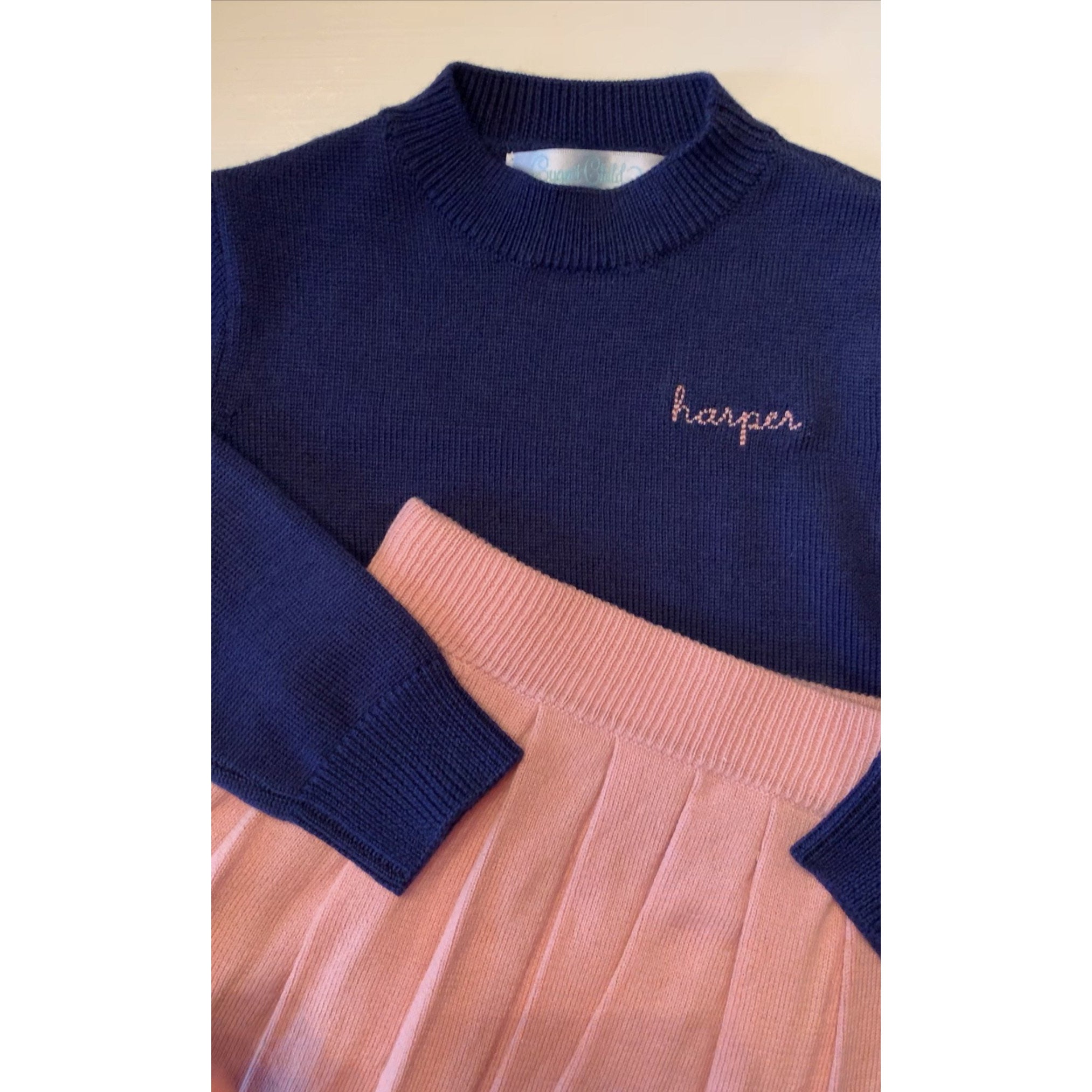 Children’s Merino Wool Name Sweater NAVY