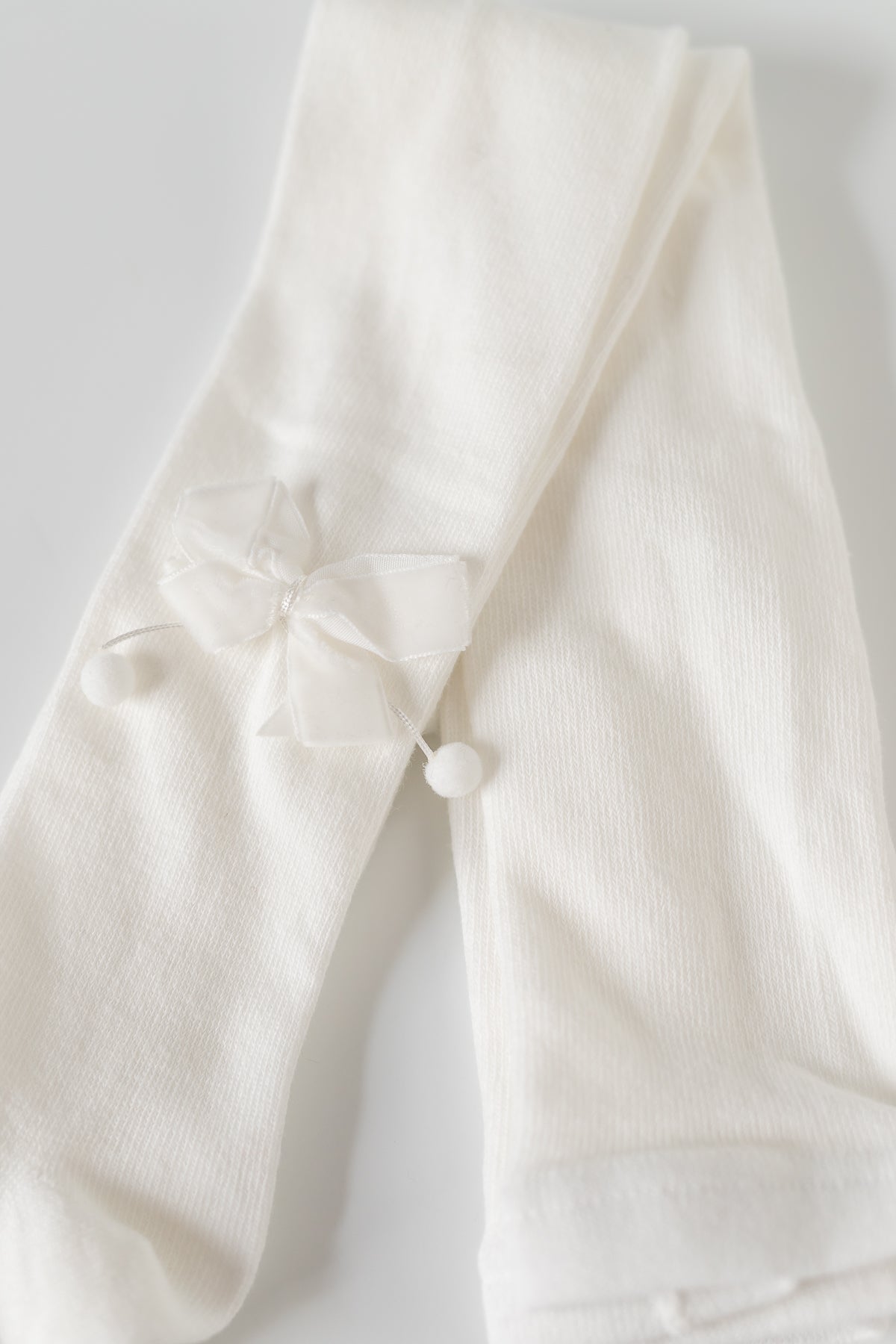 Velvet Bow Tights WHITE