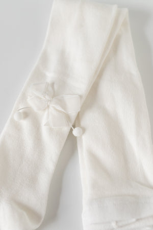Velvet Bow Tights WHITE