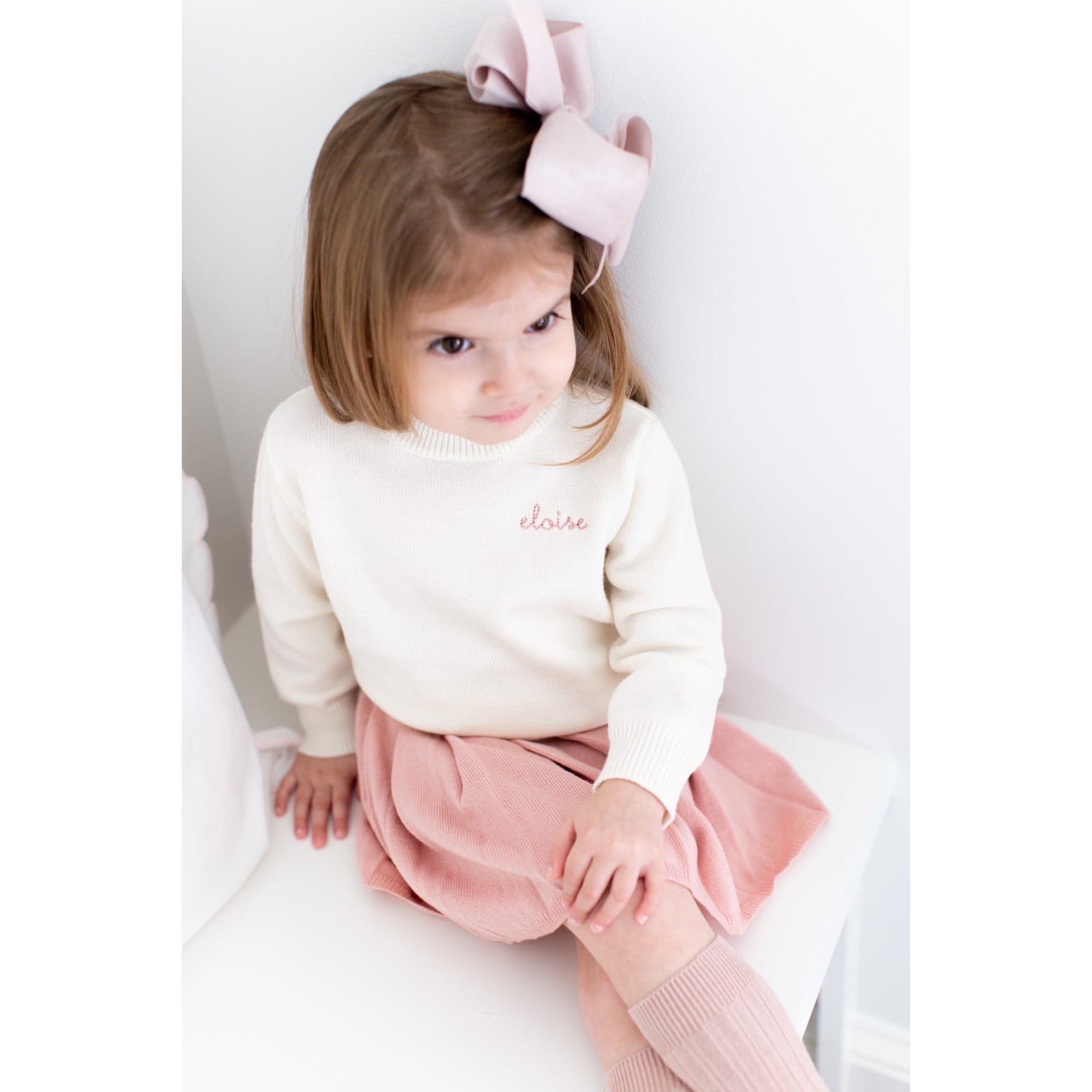 Little girl wearing kids wool sweater | Cygnet Living