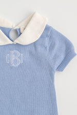 Round Collar Knit Romper DUSTY BLUE